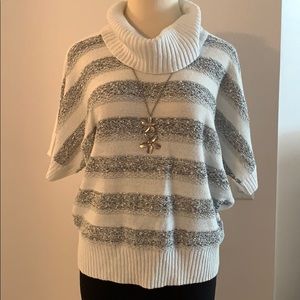 Short sleeve cowl neck sparkle sweater
